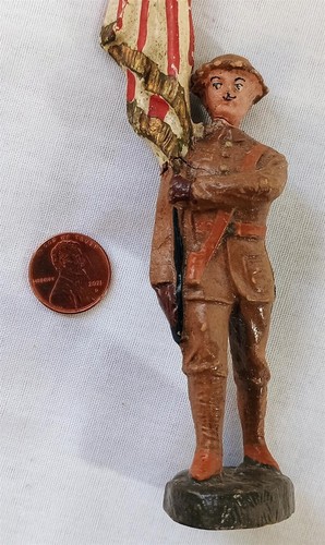 Vintage Composition Toy Soldier Elastolin Germany Flag Bearer Antique WWI - Picture 3 of 9