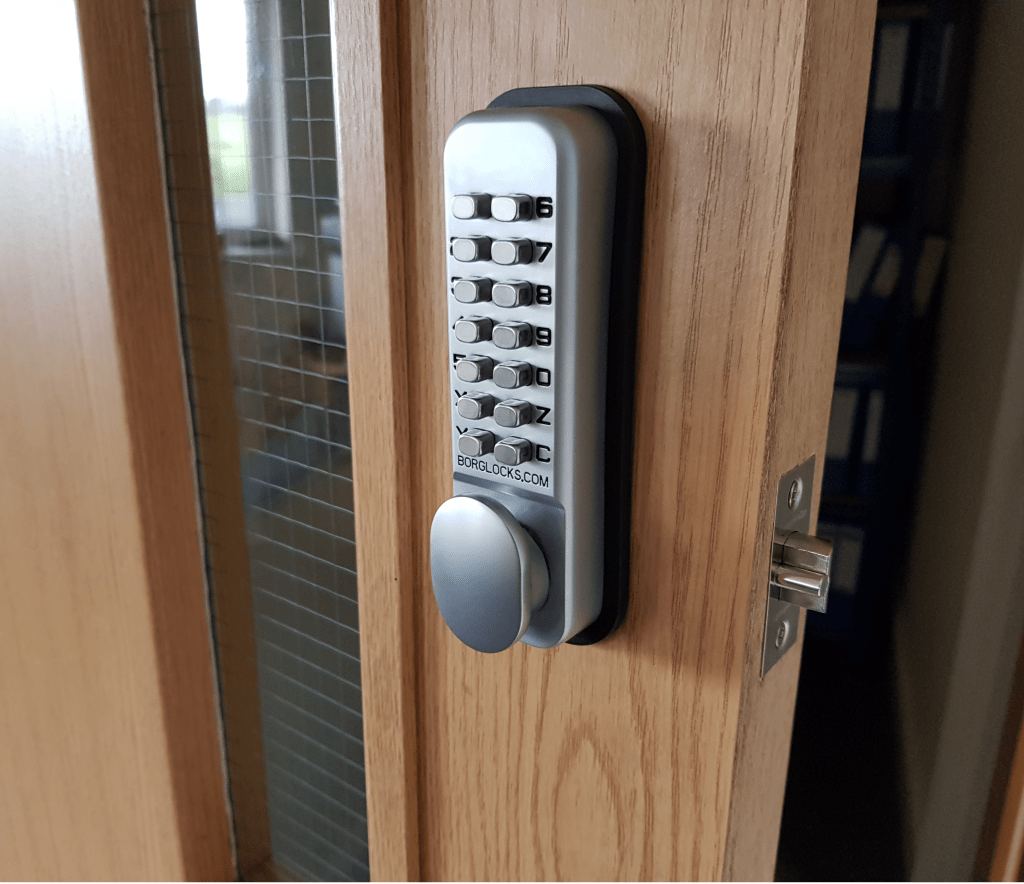 Borg Locks BL2201 Digital Push Button Door Lock with Holdback in Satin Chrome