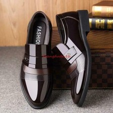Mens Pointed Toe Patent Leather Dress Slip On Wedding Formal Shoes