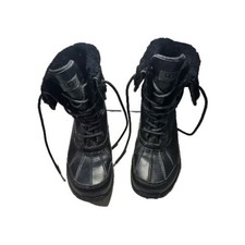 UGG BUTTE II KIDS BLACK LEATHER BOOTS SZ 6 S/N 1005582K