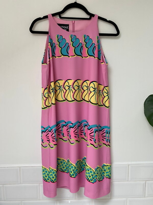 BOUTIQUE MOSCHINO Pink Shell Print Sleeveless Shift Dress UK12