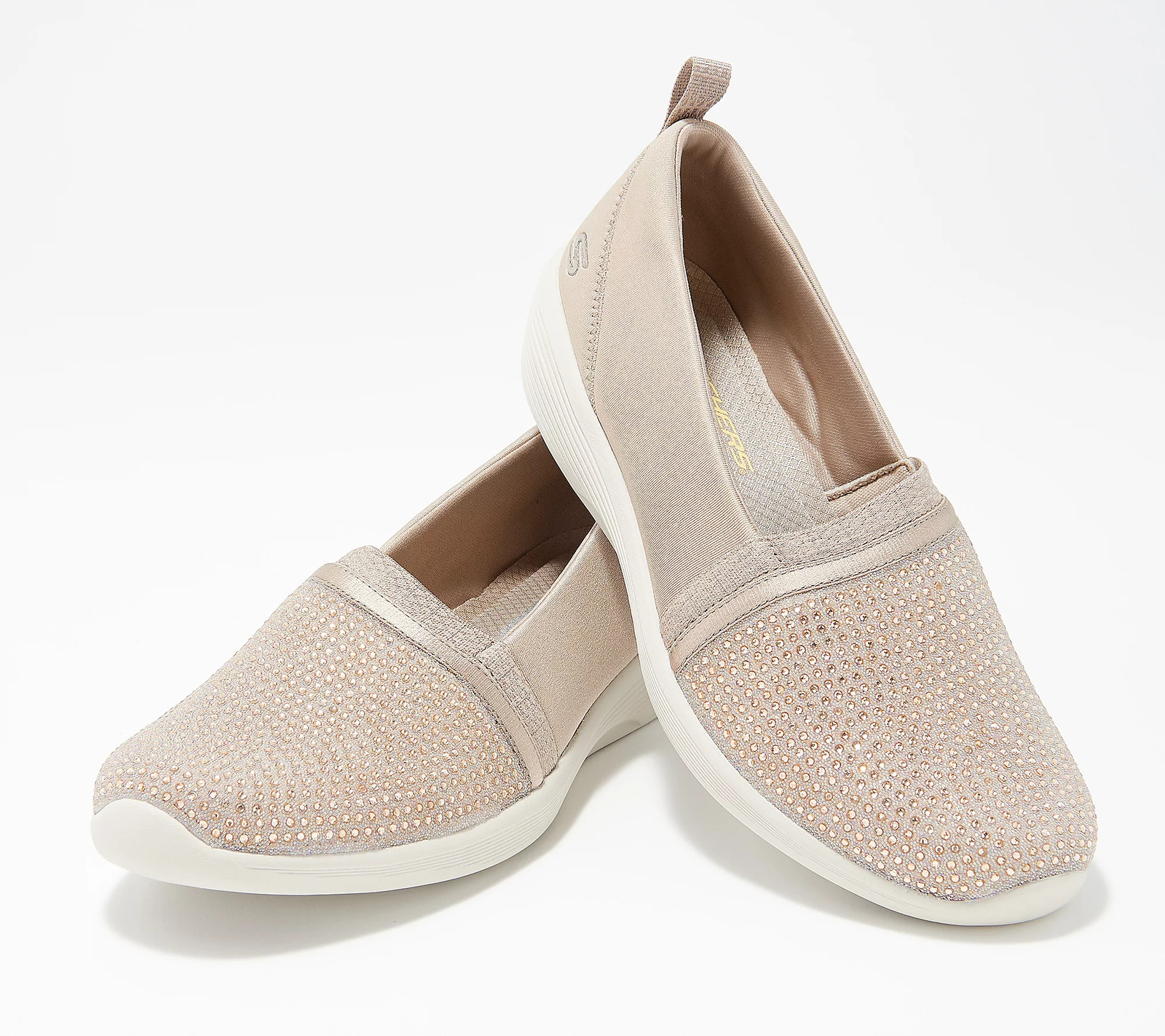 Skechers Arya Shine and Glow Sparkle Slip-On Shoes Natural 8 New  194880307011 | eBay