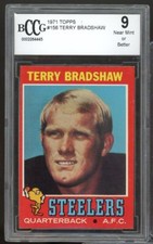 1971 Topps #156 Terry Bradshaw Rookie Card BGS BCCG 9 Near Mint+