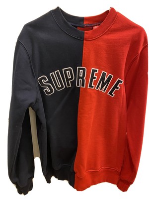 supreme split crewneck navy