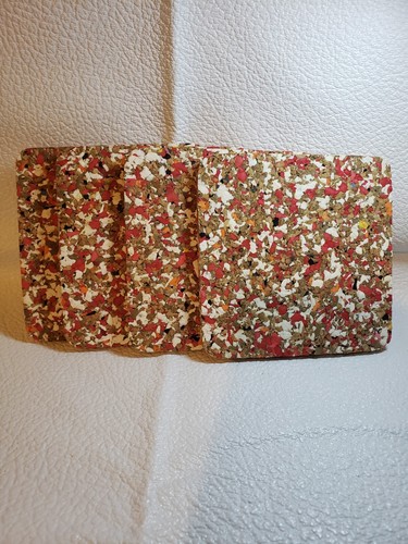 Juego de 4 protectores de mesa de goma corcho retro Coasters colorido blanco rojo naranja - Imagen 2 de 4