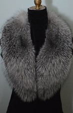 Real Fox Fur Collar Indigo Blue Frost Men Women Detachable New