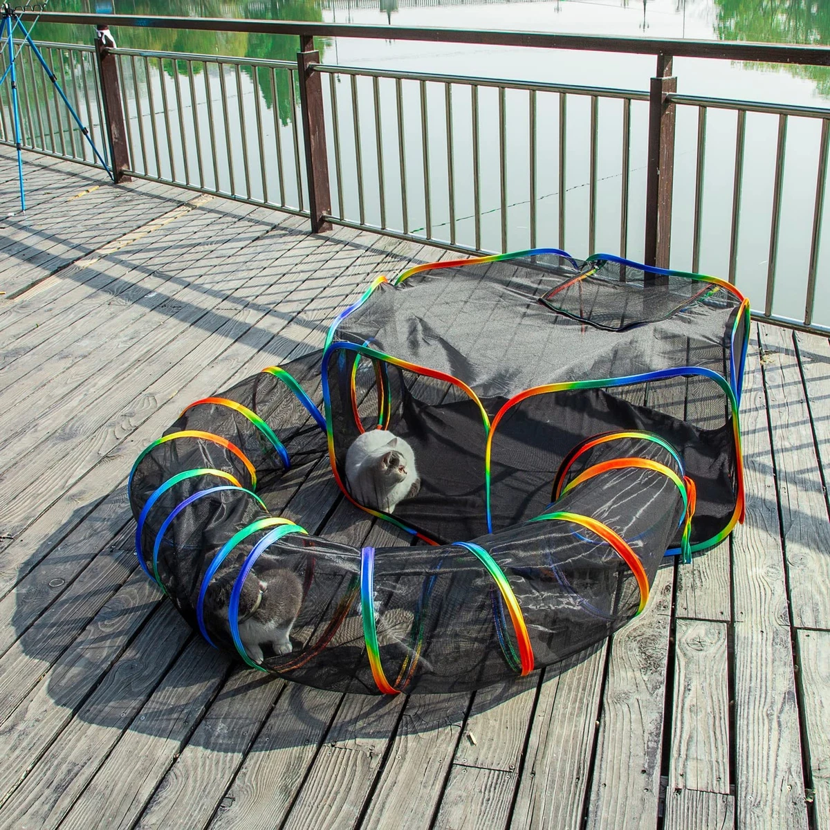 Outdoor Rainbow Cat Enclosures Playground Outside House Portable