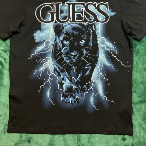 GUESS Los Angeles Men’s Short Sleeve T-Shirt Size SMALL Black w/Blue, Silver NEW - Picture 4 of 12