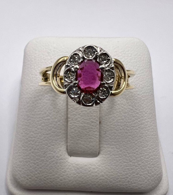 🟥Smart Entourage Ring Ruby 0.35ct. Diamond. 585.… - image 7