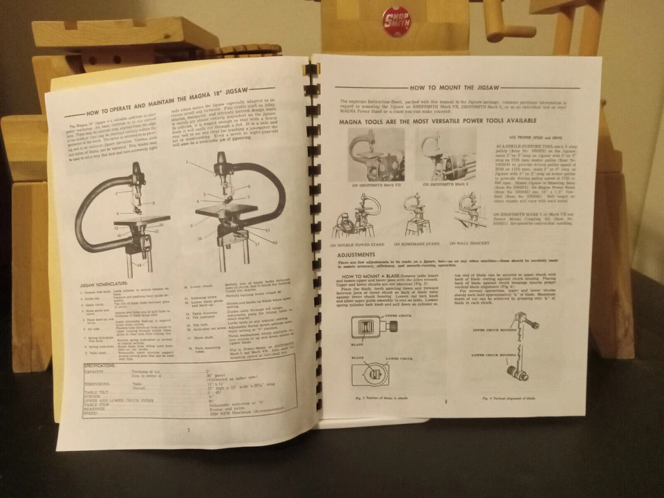 Magna 18" Jigsaw MANUAL for Model 610 Fits Shopsmith Mark 5 and  Power Stand - Image 3 of 3