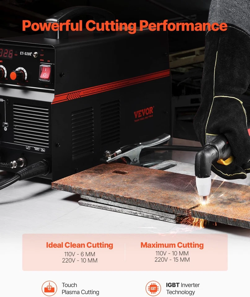 Máquina soldadora cortadora de plasma VEVOR 3 en 1, CT-520E TIG/MMA combo cortadora de plasma M Foto 3 de 4