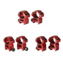 1 Inch Scope Rings Mount for 20mm Picatinny Weaver Rail Anodized Red Aluminum