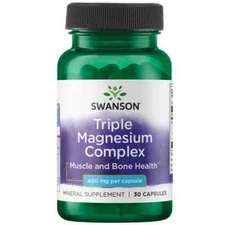 Swanson Triple Magnesium Complex, Mineral Supplement, GF, 400 mg/ 30 Caps