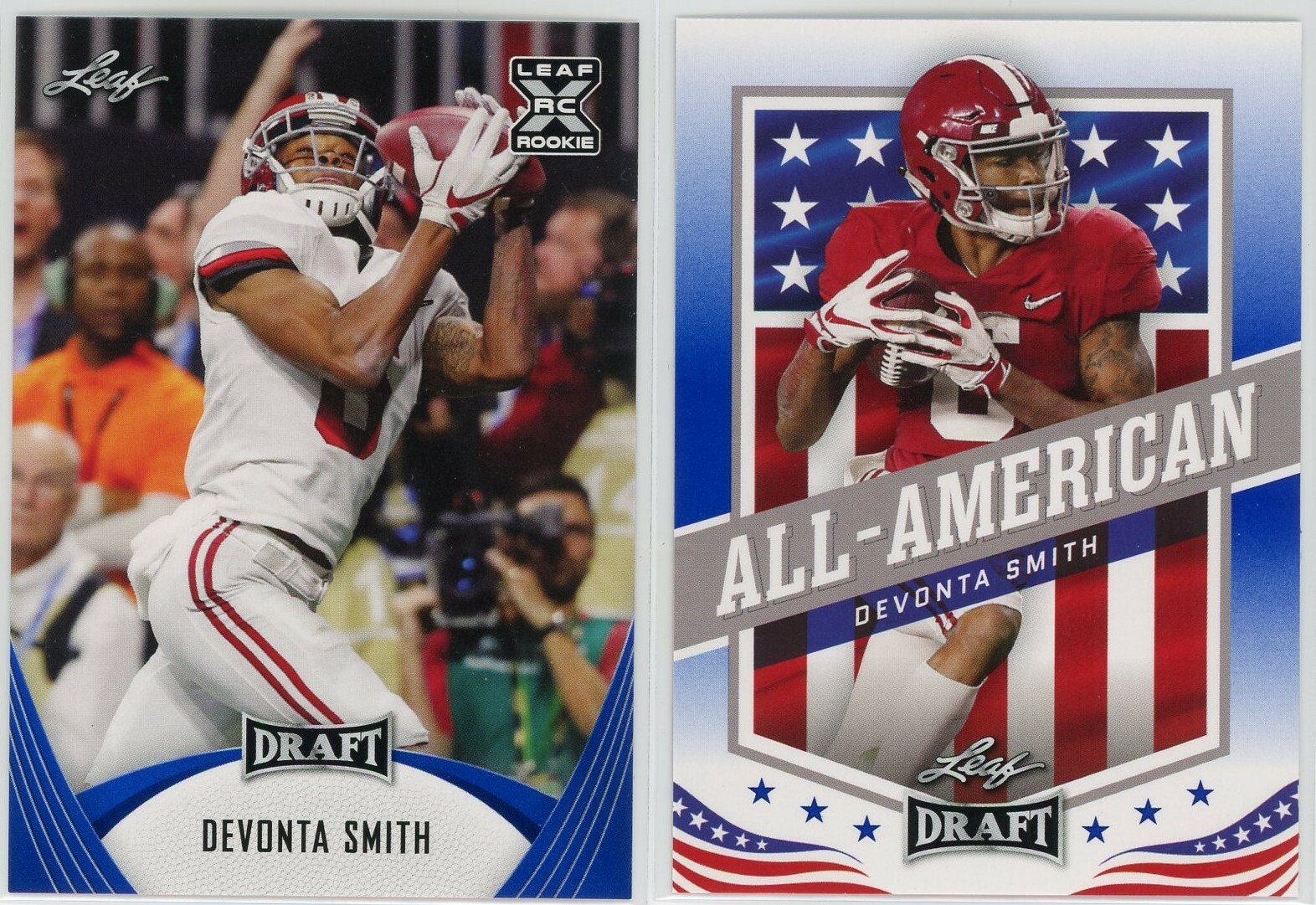 2021 Leaf Draft Devonta Smith #26 Rookie & All-American Blue Parallel PAIR