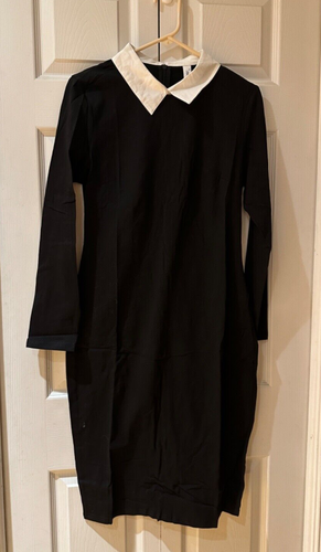 Aphratti Dress Elegant Collar Wear to Work Sheath with Sleeves Wednesday Women's