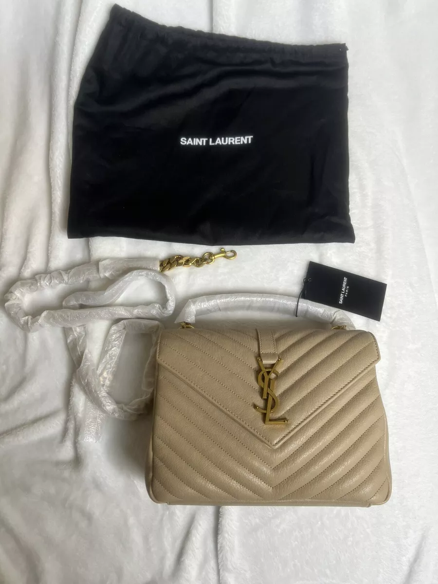 Brand New Authentic YSL Medium College Chain Dark Beige W/ Dust