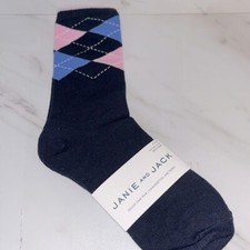 NWT Janie and Jack blue pink plaid socks 6-8