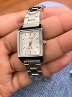 Casio LTP-V007D-7E Silber Analog Quarz Edelstahl Rechteck Damenuhr