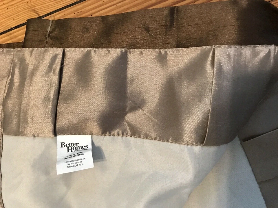 Better Homes polyester tan & brown stripe lined back tab 84" lined drapes - Image 3 of 4