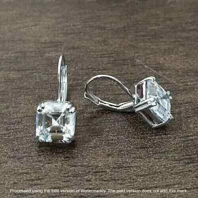 2Ct Asscher Cut Lab-Created Diamond Drop Dangle Earring 14k White Gold Plated