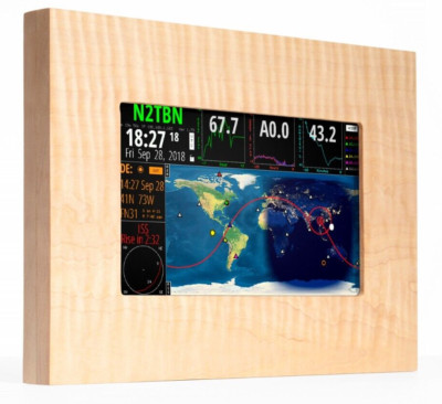 BASIC HFClock 9'' LCD Touchscreen Unit with Raspberry Pi, Tiger Maple Wood Frame