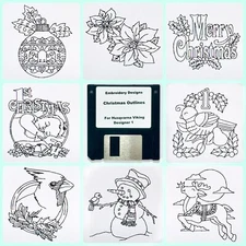 Christmas Outlines Embroidery Designs Disk for Husqvarna Viking  Designer 1