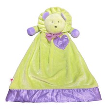 VTG Dakin Teddy Bear Lovey Baby Blanket Green Purple Satin Trim Bow Security HTF
