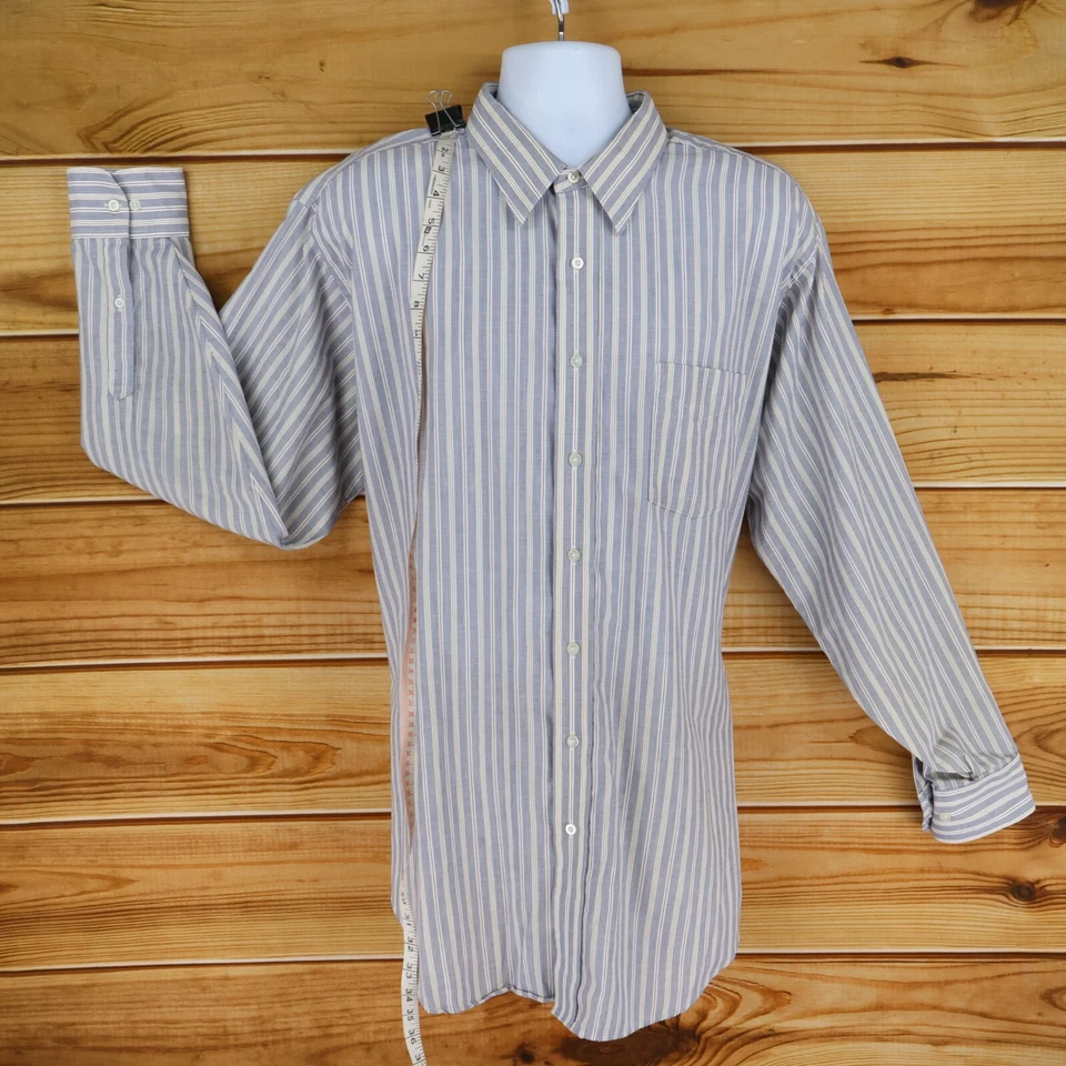 Camisa de Vestir Van Heusen Sin Arrugas Para Hombre Talla 18.5 Alto Gris Rayas Cuello Punta Foto 3 de 4