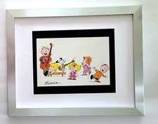 CHARLES SCHULZ + Signed Christmas 1968 Peanuts SNOOPY Cartoon + New  Frame +BUY!