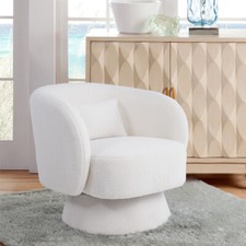 Velvet Fabric Sofa Armchair Cuddle Chair White Swivel Padded Soft Chair Tub Seat