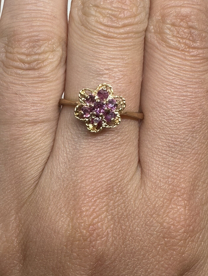 9ct Gold Ruby Ring Yellow Gold Ruby Ring Ruby Flo… - image 15