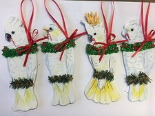 PARROT Christmas Ornament Cockatoo Umbrella Bare-Eyed Citron-Crested Goffin's