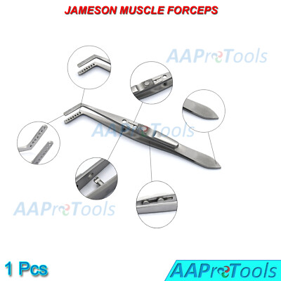 OR GRADE JAMESON MUSCLE Hook FORCEPS ANGLED Right W/SELF LOCK 7 TEETH Ophthalmic