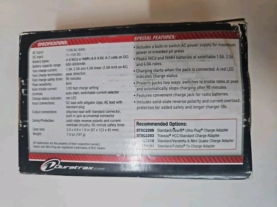 Duratrax Onyx 110 AC/DC Fast Peak Charger NiMH/Nicad DTXP4191 - 1A 2A 4A - Image 3 of 3