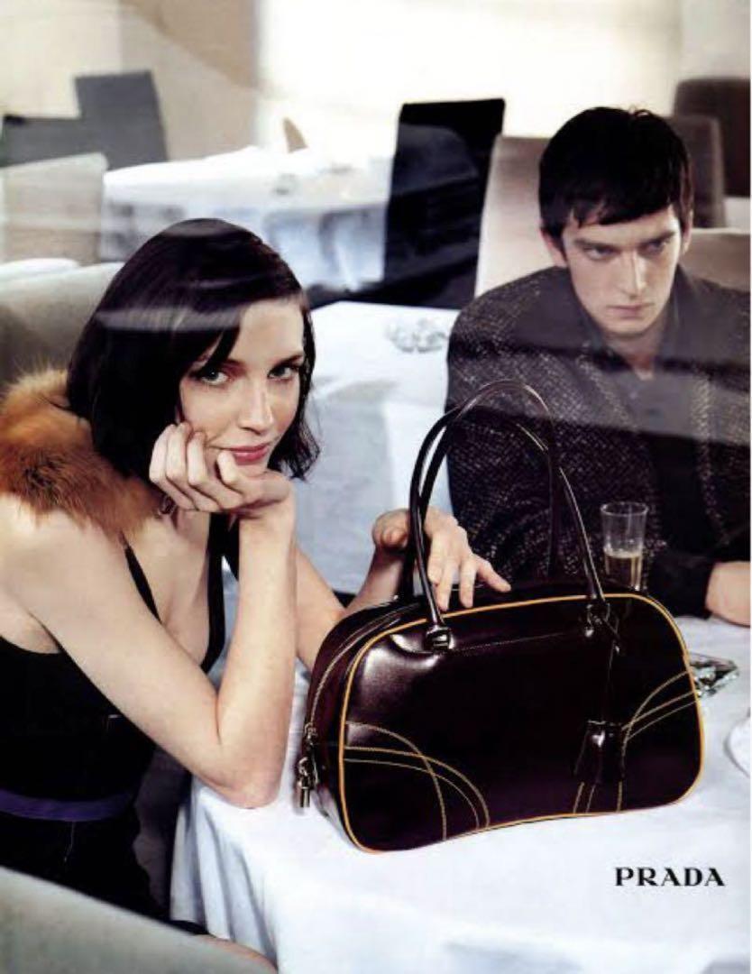 Prada archive Leather handbag mini boston bag Dark Brown Prada archive Leather handbag mini boston bag Dark Brown