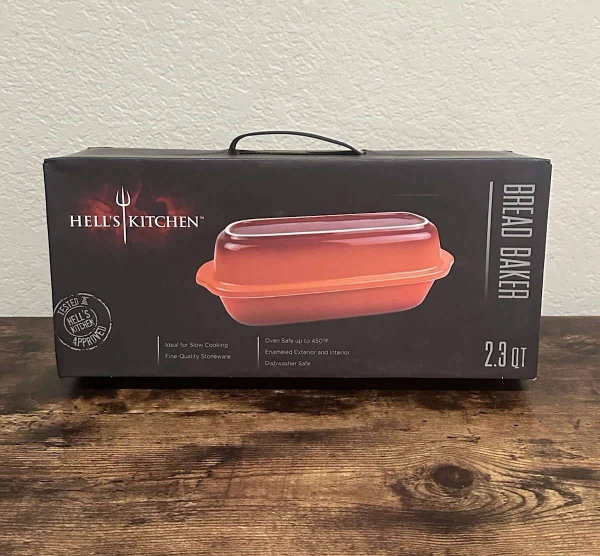 Hells Kitchen Bread Baker Gordon Ramsey 2.3 Quart Orange Stoneware HK-708ORG