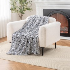 Berkshire Blanket Peanuts® Throw (55 in x 70 in), Peanuts Poses and Paws Grey