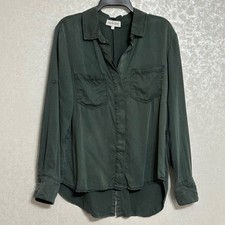 Bella Dahl Camicia Spaccata Schiena Bottoni Roll Tab Tencel Lyocell Verde Oliva L