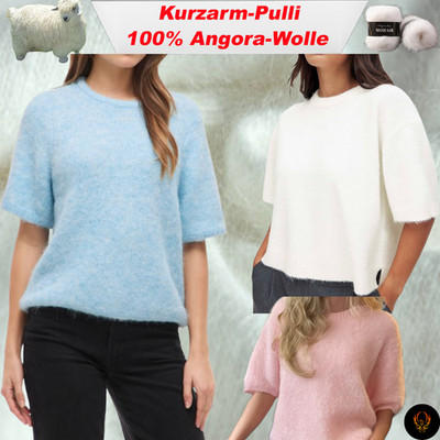 Damen Pulli Elegant Kurzarm 100% Angora-Mohair Wolle  Luxus Modell Gr.38-44 NEU