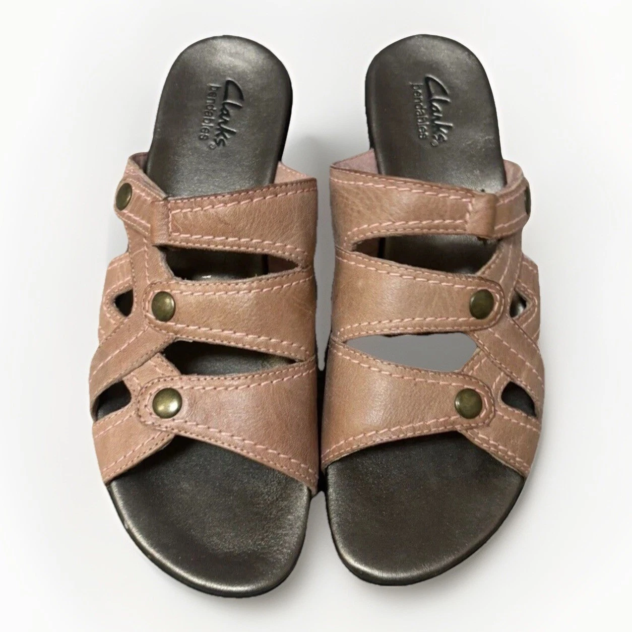 Sandali donna Clarks Bendables misura 8 5 M rosa pelle slide punta aperta tacco