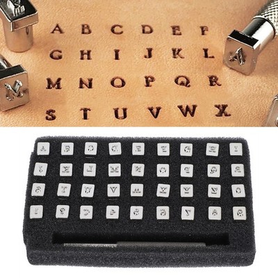 36Pcs Leather Stamp Pattern Number Alphabet Punch Carving 1Pc Handle Craft DIY  