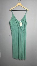 H&M NWT Wrap Midi Dress XL Green Pleated Sleeveless Side Tie Strappy Light Flowy