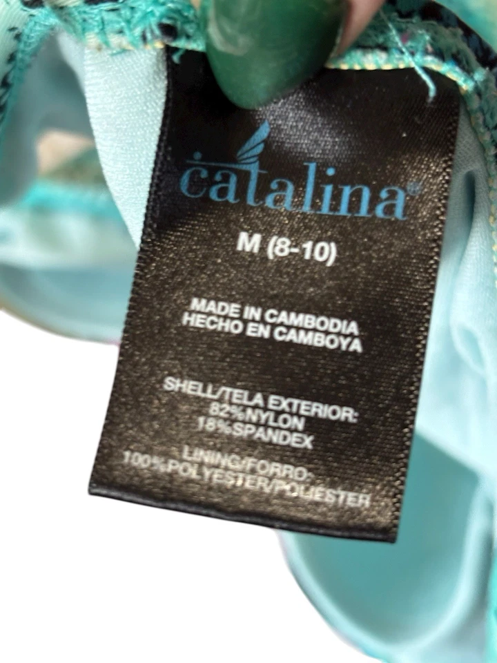 Catalina One Piece 女式泳装 M 8-10 蓝色 Atoli 蛇纹印花泳池度假村 — 第 2/4 张图片