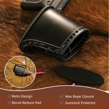 TOURBON Leather Recoil Pad Rifle Buttstock Cover Shotgun LOP Extension