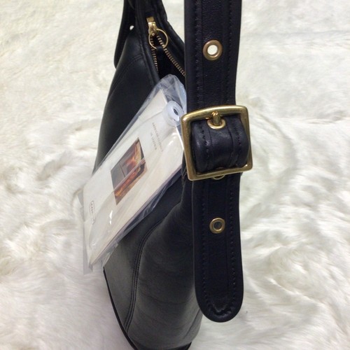 Bolso de hombro vintage Coach negro delgado Duffie mediano de cuero con etiquetas originales - Imagen 9 de 9
