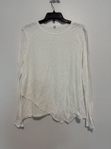 LULULEMON Sweetest Day Layered Burn Out Tee Long Sleeve Top Heather White Sz 12 - Picture 2 of 4