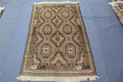 3x5 ft Vintage Afghan Handmade Balochi Rug/ Gray Antique Geometric Caucasian Rug
