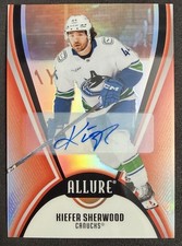 2025-26 UD Allure Kiefer Sherwood Red Rainbow Auto Vancouver Canucks
