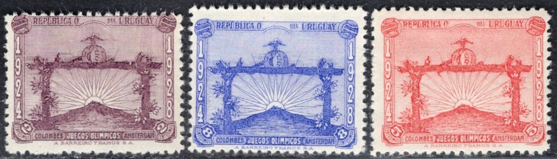 URUGUAY 1928 STAMP Sc. # 388/90 MNH OLYMPICS SOCCER