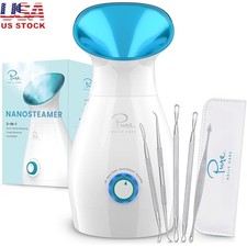 Nano Ionic Facial Steamer Humidifier 3in1 Skin Care Kit Blackhead Extractor New